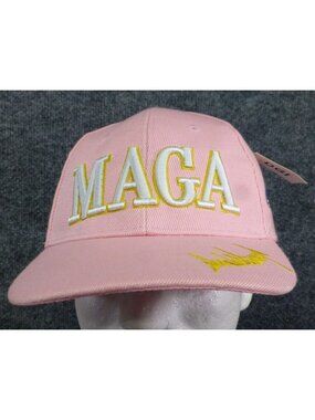 MAGA Pink Baseball Cap Adjustable Hat With Donald J Trump Signature Embroidery &